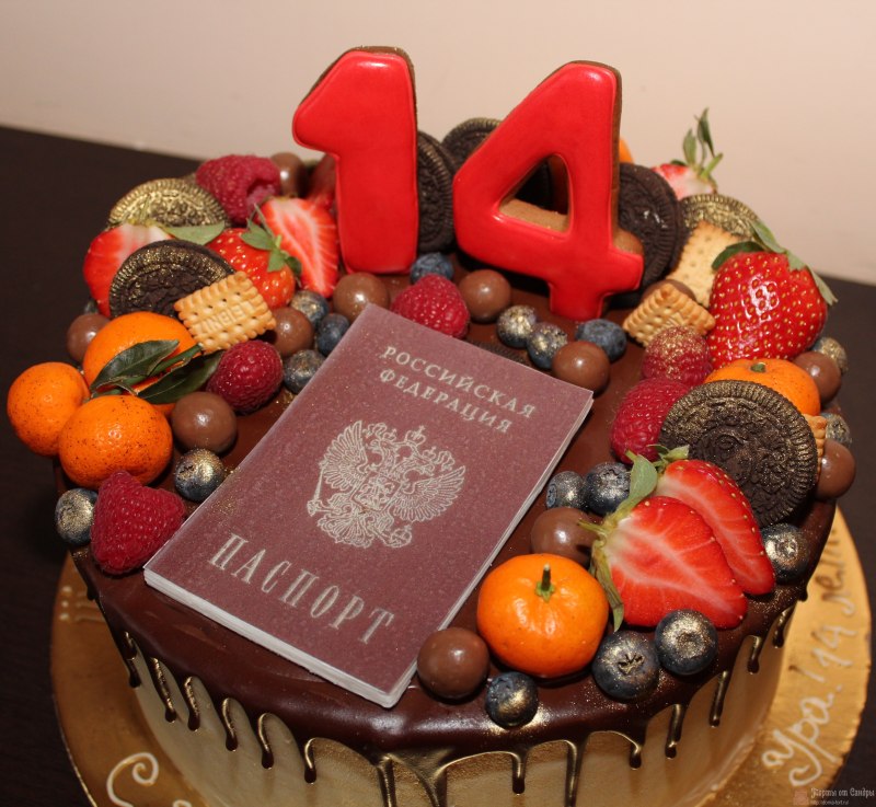 Торт на 14 лет с паспортом