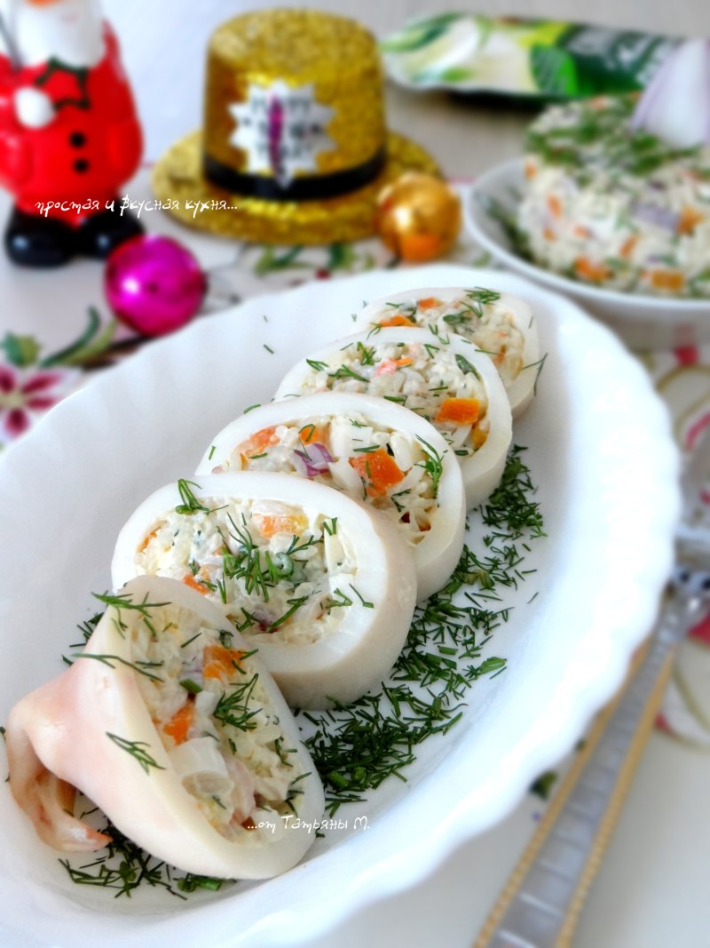 Красивая закуска из кальмаров